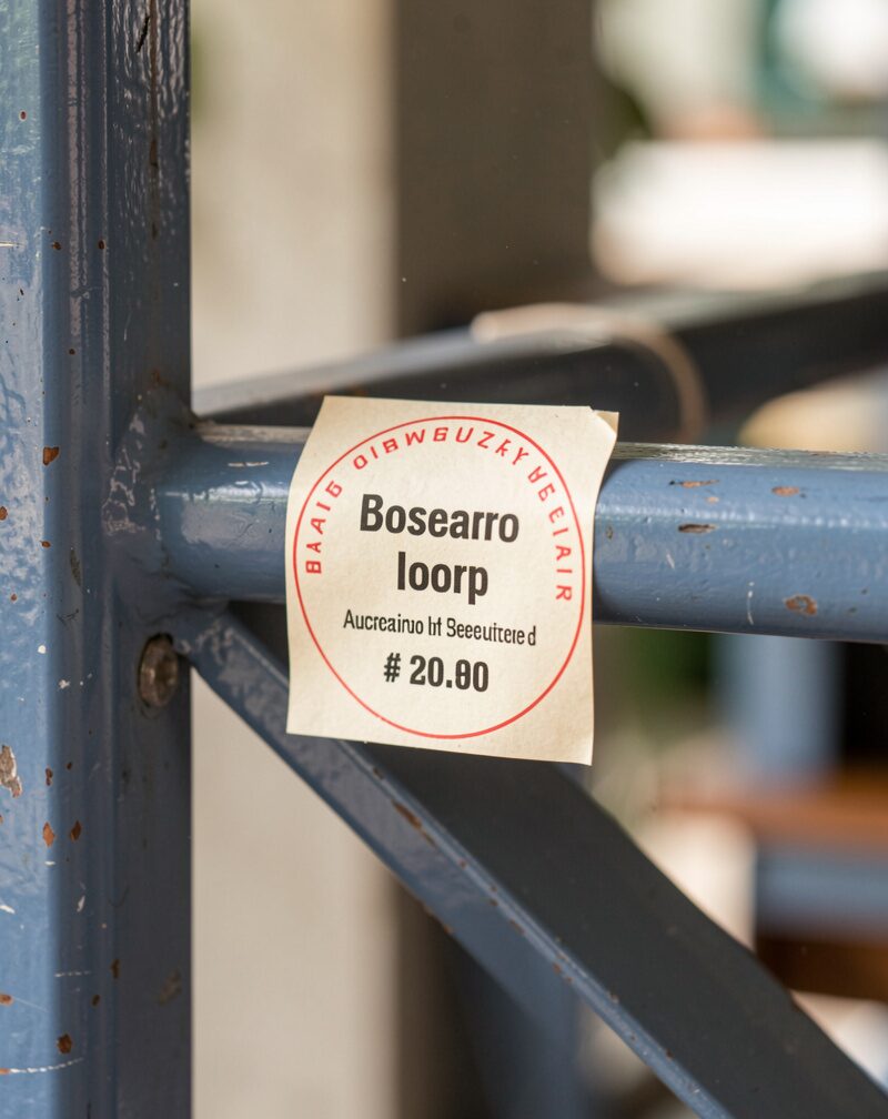 Close-up of a small shop loyalty sticker on a painted steel frame